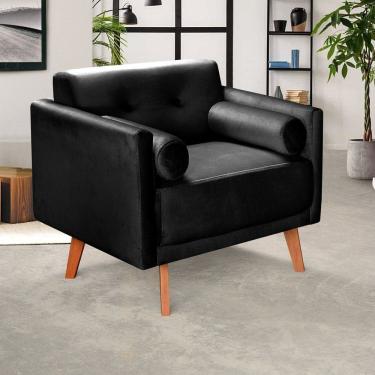 Imagem de Poltrona Moderna Decoração Sala, Varanda, Recepção Luma Preto