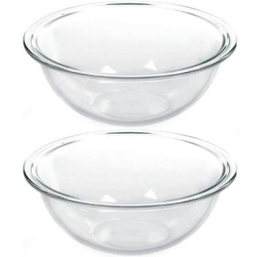 Imagem de 2 Tigelas de Vidro Marinex Plus Astral 1,5L Potes Redondos Transparentes Bowls sem Tampa