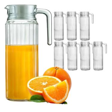 Imagem de KIT 8 Jarras Suíça de Vidro 1l com Tampa para Suco, Água e Refrigerante - 8 Unidades
