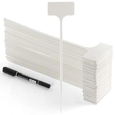 Imagem de Etiquetas para identificação de plantas grandes à prova d'água, ao ar livre etiquetas para plantas altas, placas plásticas para jardim, estacas de identificação para legumes, sementes de ervas jardim flor para cama, 50 peças extralongas 28 cm