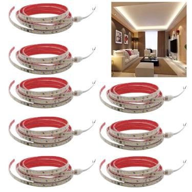 Imagem de Fita de Led SMD 4000K 3 Metros 127V Kit 8 Unidades Plug Conector Fita Dupla Face Perfil Teto Rebaixado Sanca Gesso 