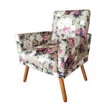 Imagem de Poltrona Decorativa Nice Suede Floral Vinho - JRV Móveis