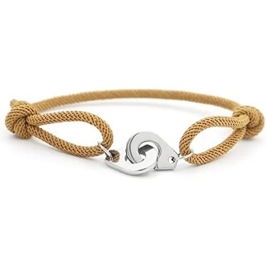 Imagem de FLEXO Pulseira de algema ajustável interligada cadeado parceiro de pulso neutro casais amuleto elo punho declaração de relacionamento joias parceiro no crime amizade praia boho pulseiras, 7, Aço