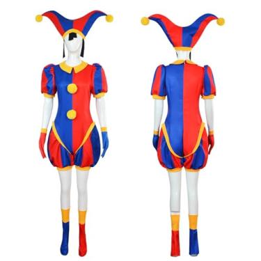 Imagem de Cheayog Anime incrível vestido de circo digital engraçado fantasia pomni macacão Ragatha body máscara uniforme de Halloween (azul, pequeno)
