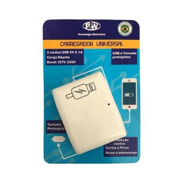 Imagem de Carregador USB Universal Celular com Proteção Raios Surtos - PW