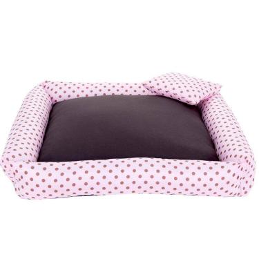 Imagem de Cama Pet Cachorro Ou Gato Poa Porte Grande Marrom E Rosa [F101]