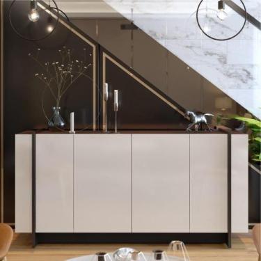 Imagem de Bancada Lyons com Nichos Off White Nogueira Preto - Mais de Casa