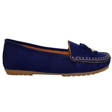 Imagem de Sapatilha Mocassim Feminino Costurado À Mão Moda Pé 2, 38, Marinho