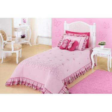 Imagem de Kit Cobre Leito Bordado Jardine Solteiro 3 Pecas - Rosa - Enxovais Aqu