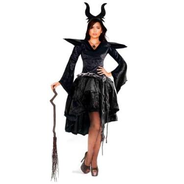 Imagem de Fantasia Malévola Adulta de Halloween C/Tiara - Fantasias Carol CM, Pr