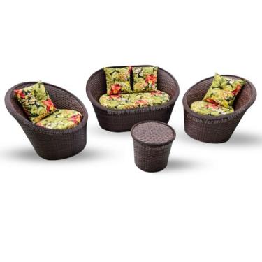 Imagem de Conjunto Sofá e Poltronas Orbital Fibra Sintética Alumínio - Varanda M