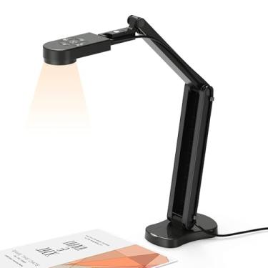 Imagem de Kitchbai Visualizer sala de aula, câmera de documentos USB para ensino 4K com luz LED de 3 níveis, função de inversão de imagem, dobrável, microfones duplos para Mac OS, Windows, Chromebooks funcionam