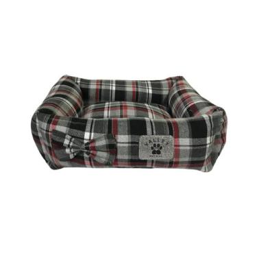 Imagem de Cama Cães e Gatos Xadrez Tamanho P - Valley Pet, Cinza