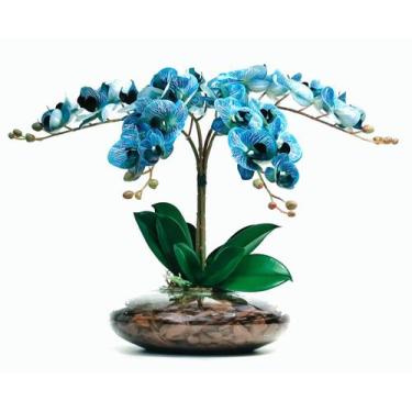 Imagem de Arranjos De Mesa Vaso Grande Flores 4 Orquídeas Azul Flor - La Caza St