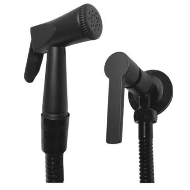 Imagem de Ducha Higiênica para banheiro e lavabo Redonda Preto Fosco Black Mônac