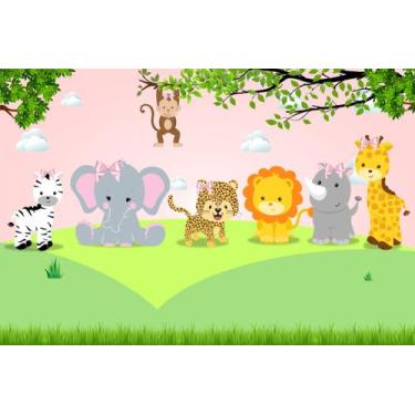Imagem de Painel de Lona Safari Baby Cute Floresta - Fabrika de Festa, 300x200cm