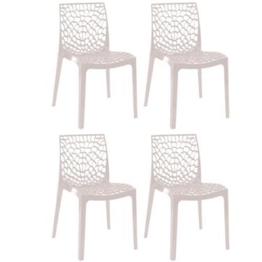 Imagem de Kit com 4 Cadeiras Gruvyer Estrutura em Polipropileno Fratini, Branco