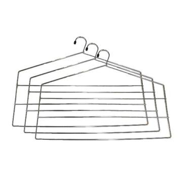 Imagem de Kit 3 Cabides Para Calças Triplo Organizador Reforçado Aço Cromado - V