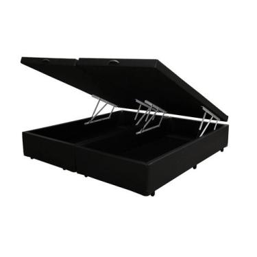 Imagem de Cama Box com Bau Pistão a gás Queen Size Preta Bipartida - SULA MÓVEIS