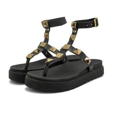 Imagem de Sandália de Dedo Feminina Papate Gladiadora Rasteirinha Tratorada Plat