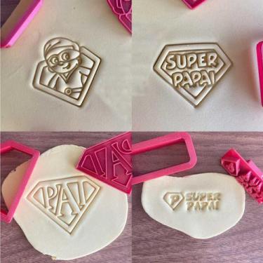 Imagem de Kit 4 Cortadores Dia dos Pais Super Papai Herói - DOCE IMPRESSO,  10cm