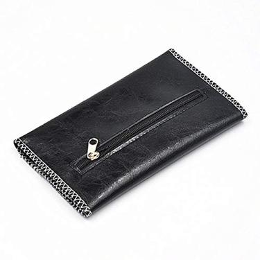 Imagem de Bolsa de Couro Com Fecho Magnético, Costura, Bolso Pequeno para de Cigarro e Bolso Com Zíper para Isqueiros e Filtros Filtros de Cigarro, para Enrolar (BLACK)