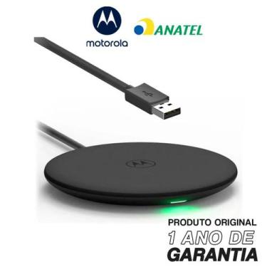 Imagem de Carregador sem fio original motorola 10w c/ fonte 10w c/ cabo usb-c