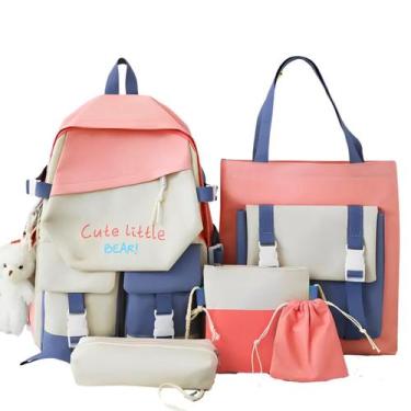 Imagem de Kit Mochila Escolar Juvenil Com 5 Itens Chaveiro Ursinho - Mormino, Az