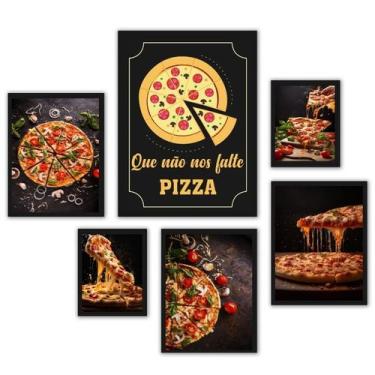 Imagem de Composição 6 Quadros Pizzaria - Frase e Fotos - com vidro - Quadros On
