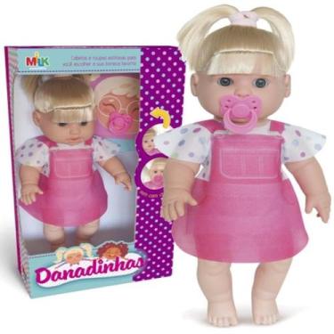 Imagem de Boneca Brinquedo Menina Infantil Danadinha Loira C/ Chupeta - Milk Bri