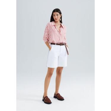 Imagem de Bermuda Básica Feminina Em Sarja - Hering, 034, Branco