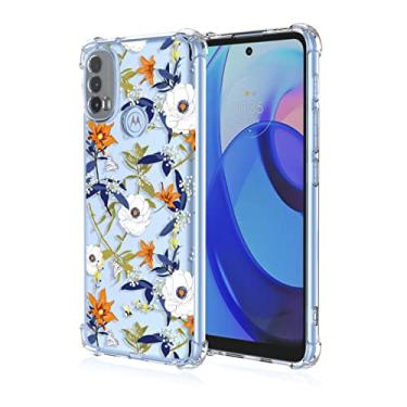 Imagem de RRXSYXL Capa para celular Moto E20, Moto E30, Moto E40 com estampa floral transparente, proteção à prova de choque, capa de TPU macio para Motorola E20, Motorola E30, Motorola E40 (floral colorido)