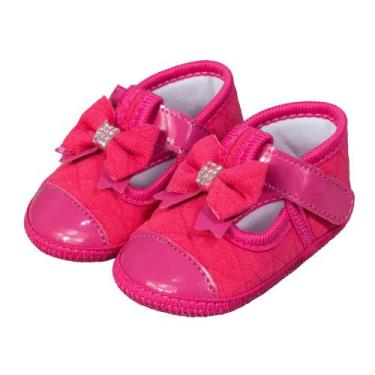 Imagem de Sapatilha lacinho pink com tiras autocolantes para bebê - Era Uma Vez,