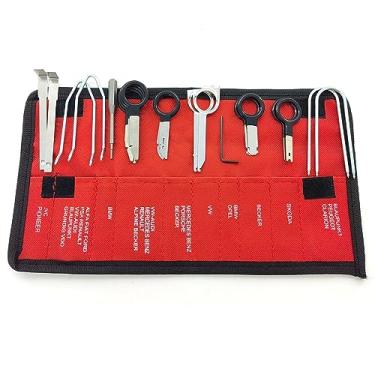 Imagem de Chave de ferramenta de remoção de rádio e kit de ferramentas de remoção universal estéreo CD Player kit de chave de remoção para a maioria dos carros e caminhões aço inoxidável 20 peças