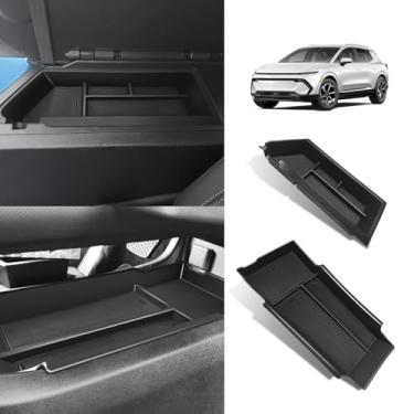 Imagem de BestEvMod Organizador de console central e conjunto de caixa de armazenamento inferior compatível com Chevy Equinox EV 2024+ acessórios, caixa de apoio de braço, bandeja de inserção do console de chão