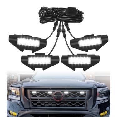 Imagem de Luzes de churrasqueira para Nissan Frontier 2022-2024 Grade de para-choque dianteiro marcador luminárias DRL PRO 4X X S SV SL acessórios (branco)