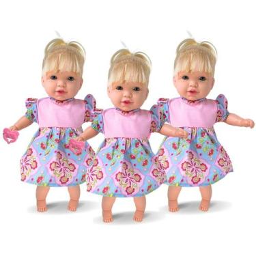 Imagem de Kit 3 Bonecas Totsy Rosto de Bebê Fala 113 Frases Supertoys - Super To