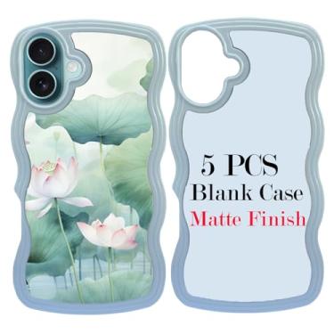 Imagem de JUSTRY 5 peças de sublimação blanks capa de telefone capa de telefone imprimível projetada para iPhone 16 Plus, capa de borracha macia de 6,7 polegadas + inserção de alumínio, impressão personalizada,