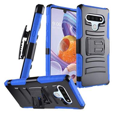 Imagem de CELZEN – para LG Stylo 6 LM-Q730 (2020) – Capa protetora híbrida para telefone com clipe de cinto/suporte, CV1 Blue/Black