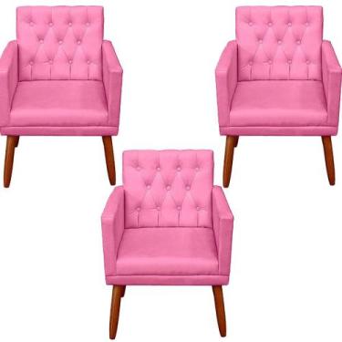 Imagem de Kit 3 Poltronas Capitone Decorativa para Sala de Espera Sala de Estar 