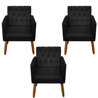 Imagem de Kit 3 Poltronas Capitone Decorativa para Sala de Espera Sala de Estar 