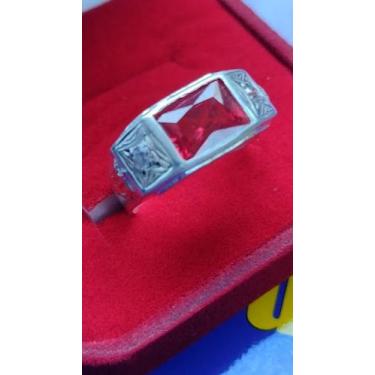 Imagem de Anel Formatura Masculino Prata Baguete Grande Anel de Formatura Prata 