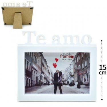 Imagem de Porta Retrato 15cm10cm Plástico - TE AMO- Branco - RIO MASTER