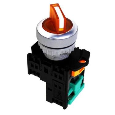 Imagem de Chave Seletora Iluminada 220V 22mm 2 Posições Laranja Knob Curto TN2IS