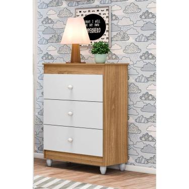Imagem de Cômoda P/ Roupas Quarto infantil Bebê 3 Gavetas 4 Pés Ternura