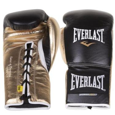 Imagem de Luva De Treino PowerLock Amarração 14oz Everlast, Preto, Dourado