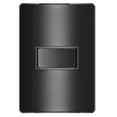 Imagem de Conjunto 1 Tecla Interruptor Simples Embutir Revitá Soprano Preto Carb