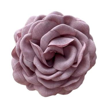 Imagem de Garra De Cabelo Elegante Flor Rosa Para Mulheres Elegante Parte De Trá