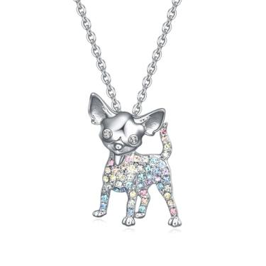 Imagem de Colar cavalo/gato/axolote/unicórnio/guaxinim/canguru/t-rex/elefante/chihuahua/golden retriever/coala/cabra/vaca, presentes para meninas e mulheres, lindo colar de cristal colorido grande animal