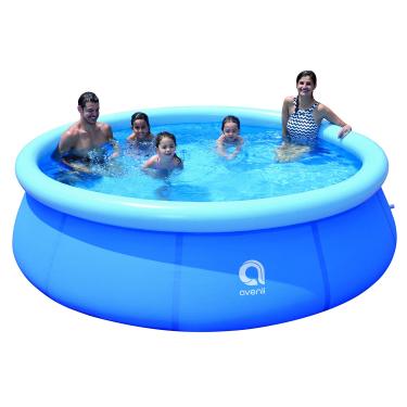Imagem de Piscina inflável com anel superior, grande piscina redonda acima do solo para adultos e crianças, fácil conjunto azul (3 m x 76 cm)